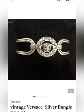 vintage Versace  Silver Bangle With Box